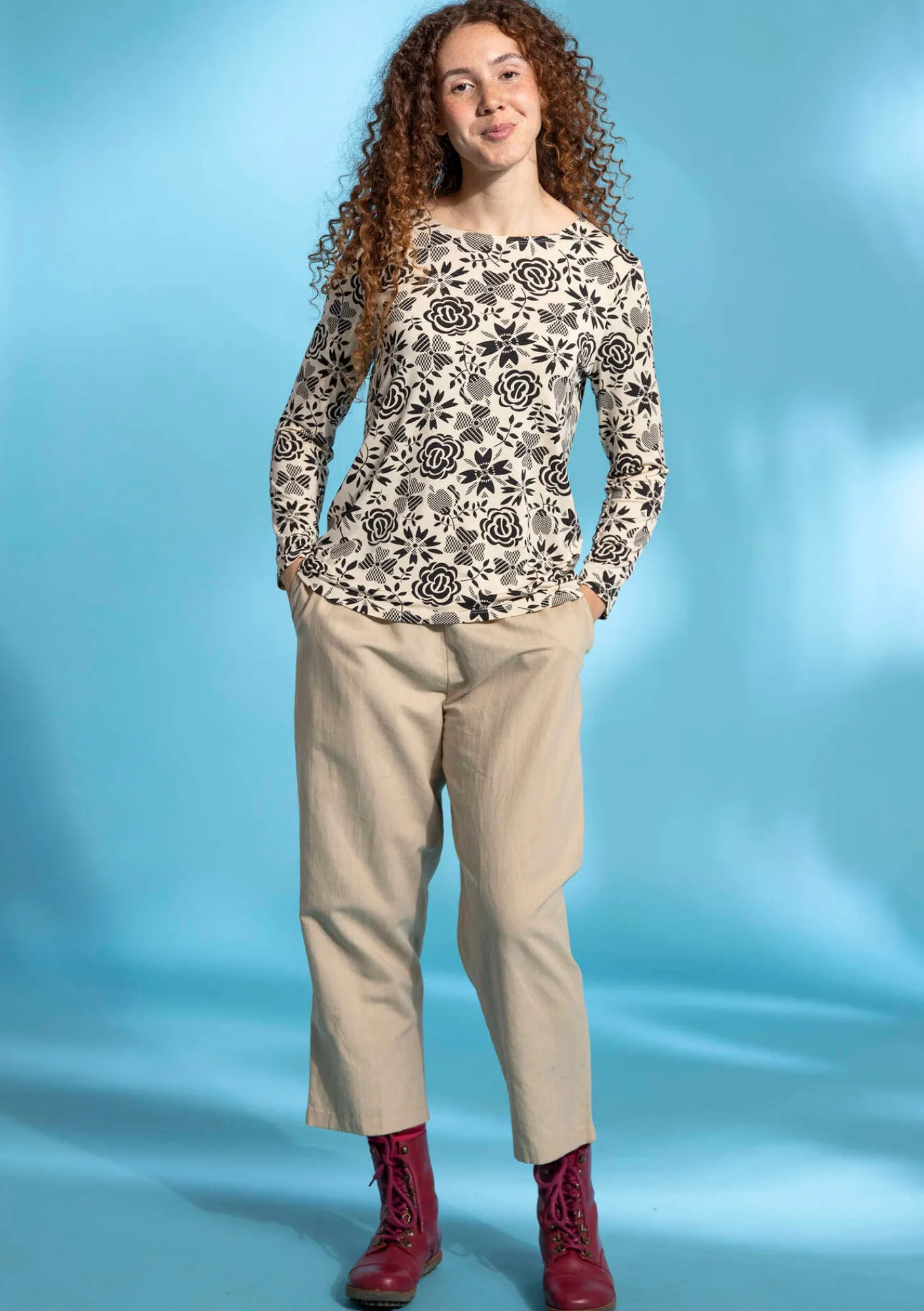 Gudrun Sjödén Hosen>Webhose aus Bio-Baumwolle/Leinen Natur