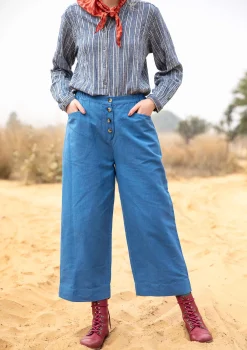 Gudrun Sjödén Hosen>Webhose aus Leinen/Bio-Baumwolle Leinenblau
