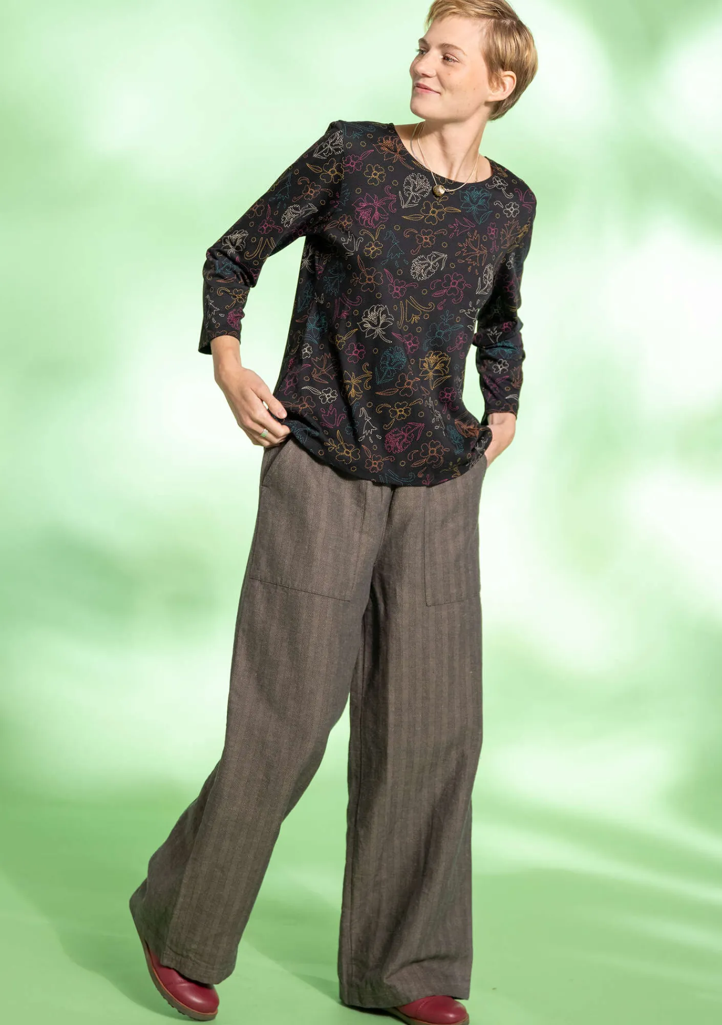 Gudrun Sjödén Hosen>Webhose „Woodland“ aus Bio-Baumwolle/Leinen Taupe