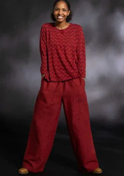 Gudrun Sjödén Hosen>Webhose „Woodland“ aus Bio-Baumwolle/Leinen Achatrot