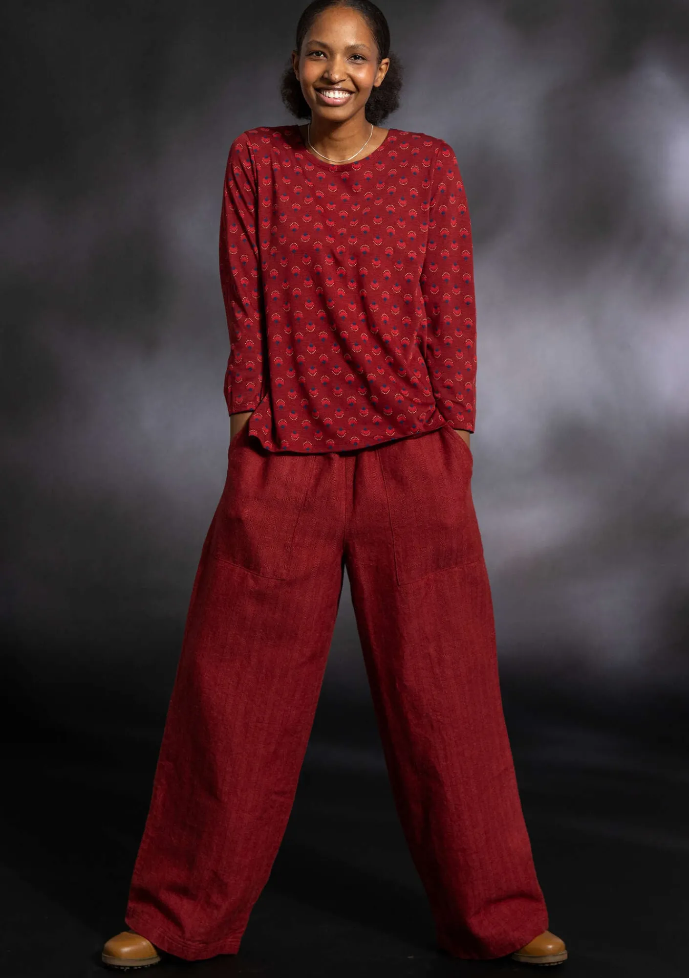 Gudrun Sjödén Hosen>Webhose „Woodland“ aus Bio-Baumwolle/Leinen Achatrot