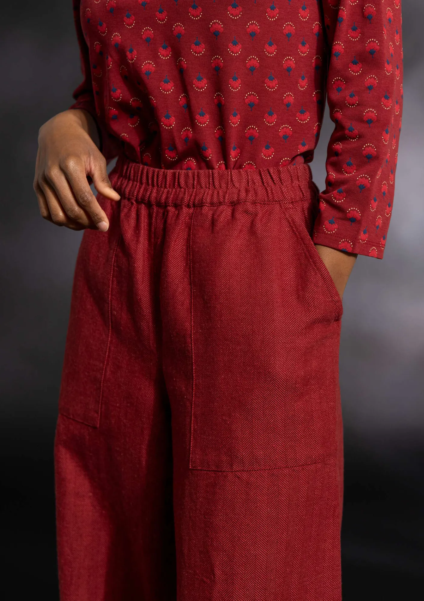 Gudrun Sjödén Hosen>Webhose „Woodland“ aus Bio-Baumwolle/Leinen Achatrot