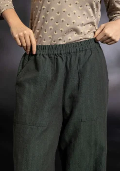 Gudrun Sjödén Hosen>Webhose „Woodland“ aus Bio-Baumwolle/Leinen Opalgrün