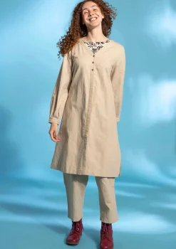 Gudrun Sjödén Kleider>Webkleid aus Bio-Baumwolle/Leinen Dunkelnatur