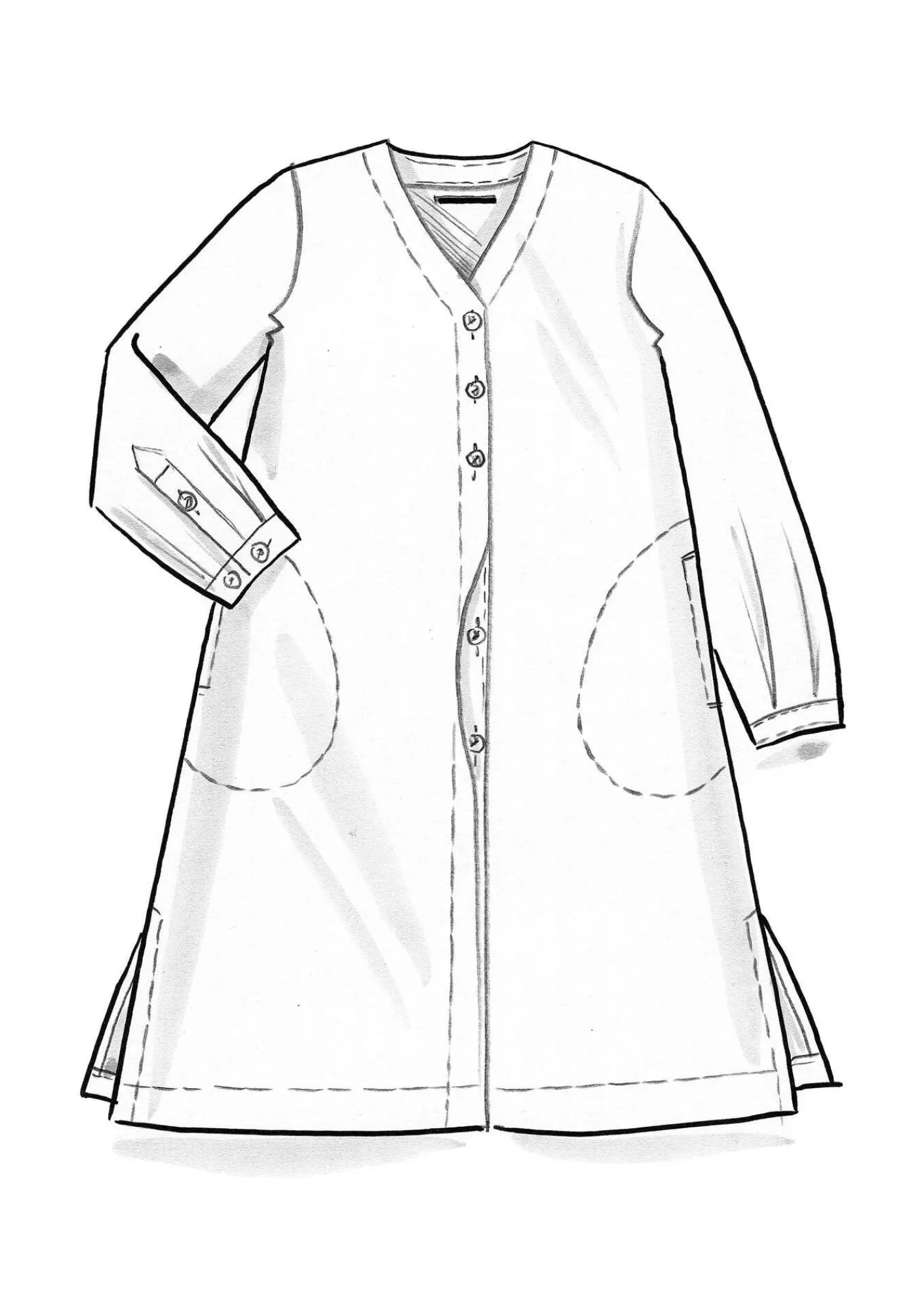 Gudrun Sjödén Kleider>Webkleid aus Bio-Baumwolle/Leinen Schwarz