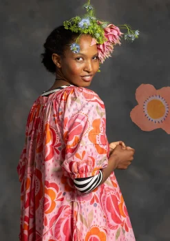 Gudrun Sjödén Kleider>Webkleid „Great Rose“ aus Bio-Baumwolle/Seide Hellpuderrosa