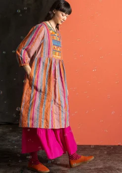 Gudrun Sjödén Kleider>Webkleid „Jaipur“ aus Wolle/Baumwolle Masala