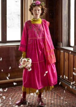 Gudrun Sjödén Kleider>Webkleid „Kamelia“ aus Bio-Baumwolle/Seide Cerise