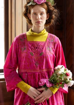 Gudrun Sjödén Kleider>Webkleid „Kamelia“ aus Bio-Baumwolle/Seide Cerise