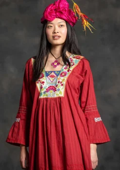 Gudrun Sjödén Kleider>Webkleid „Kristina“ aus Bio-Baumwolle Mohn