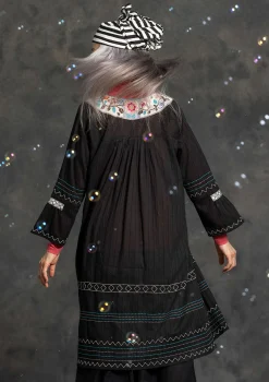 Gudrun Sjödén Kleider>Webkleid „Kristina“ aus Bio-Baumwolle Schwarz