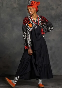 Gudrun Sjödén Röcke>Webrock aus Baumwolle/Seide Schwarz