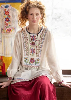 Gudrun Sjödén Tuniken>Webtunika „Wanja“ aus Bio-Baumwolle Feder