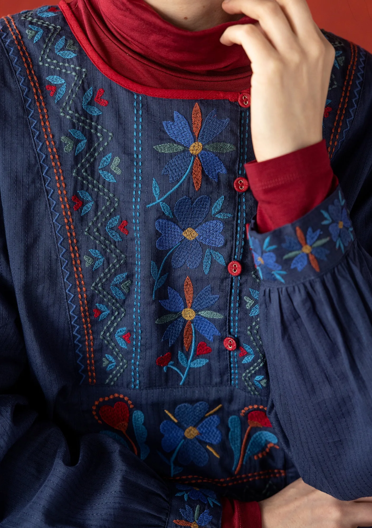 Gudrun Sjödén Tuniken>Webtunika „Wanja“ aus Bio-Baumwolle Indigo