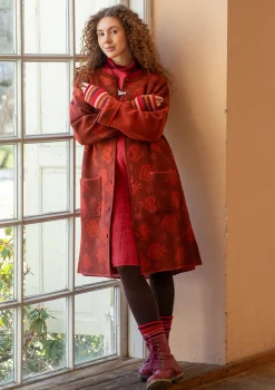 Gudrun Sjödén Jacken & Mäntel>Wendemantel „Aria“ aus gefilztem Wollstrick Curryrot