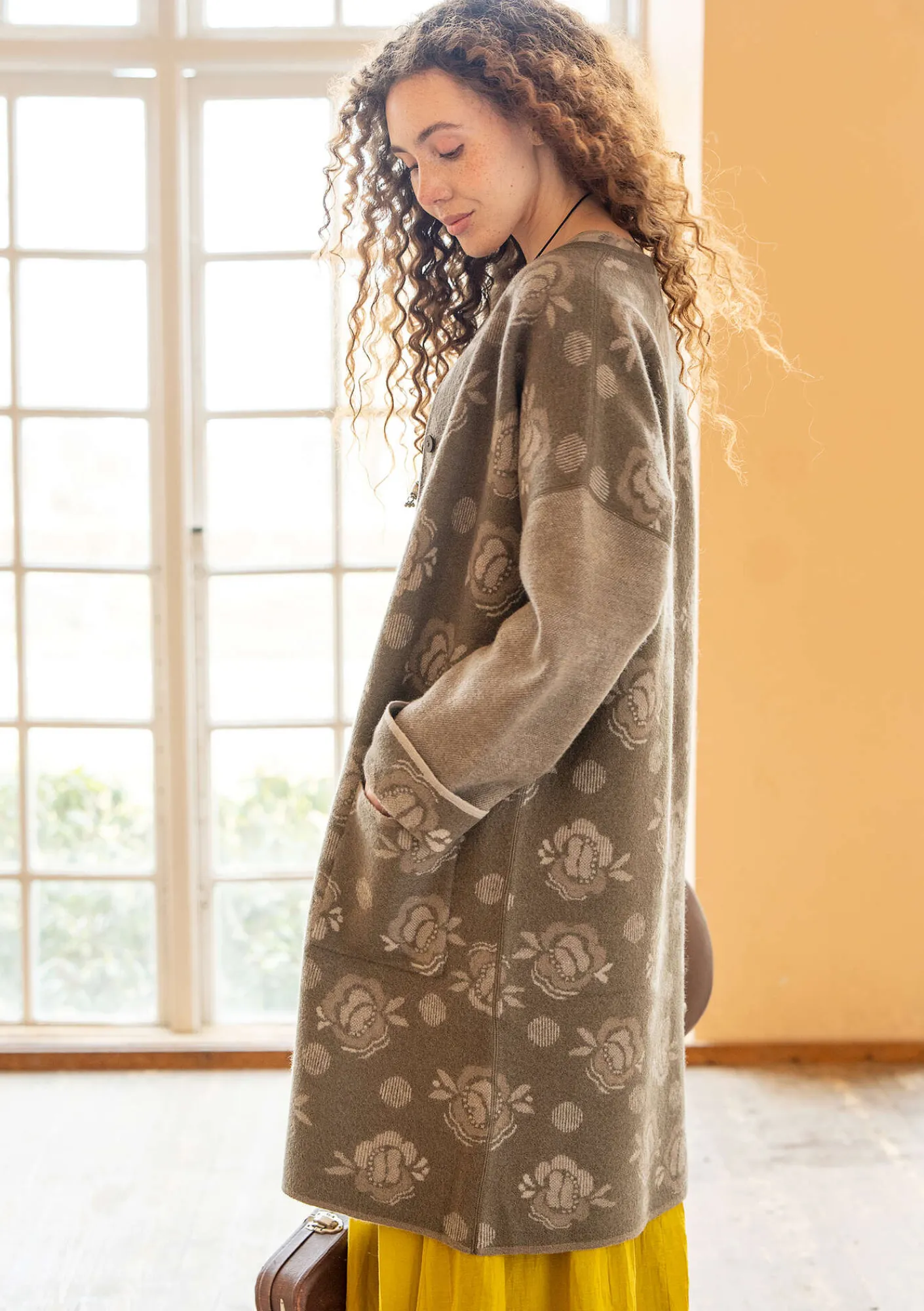 Gudrun Sjödén Jacken & Mäntel>Wendemantel „Aria“ aus gefilztem Wollstrick Lehm