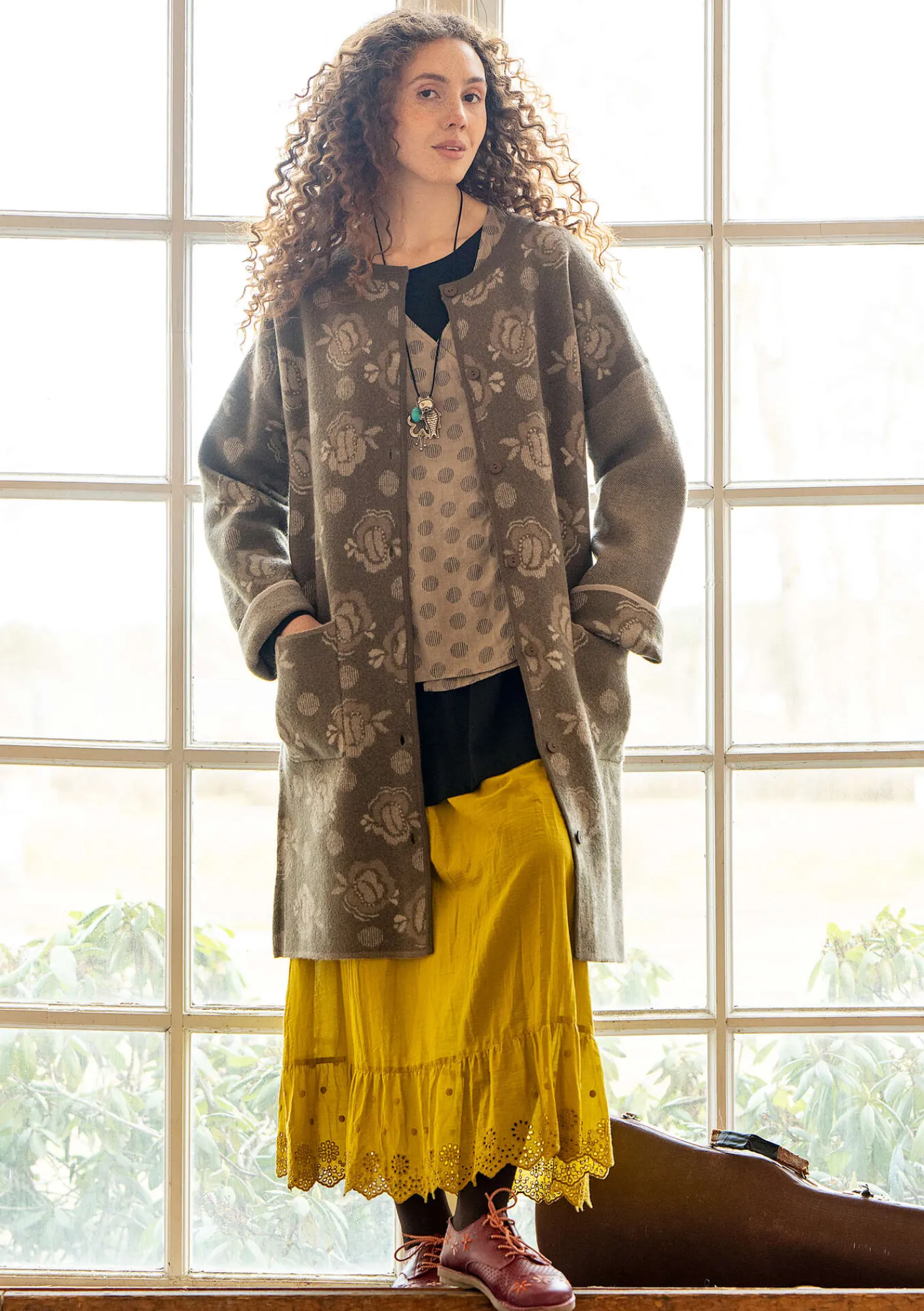 Gudrun Sjödén Jacken & Mäntel>Wendemantel „Aria“ aus gefilztem Wollstrick Lehm