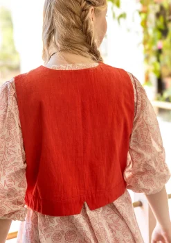 Gudrun Sjödén Westen>Weste „Stina“ aus Bio-Baumwollgewebe Kupfer