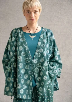 Gudrun Sjödén Blusen>Wickelbluse „Clay“ aus Bio-Baumwolle Indigogrün