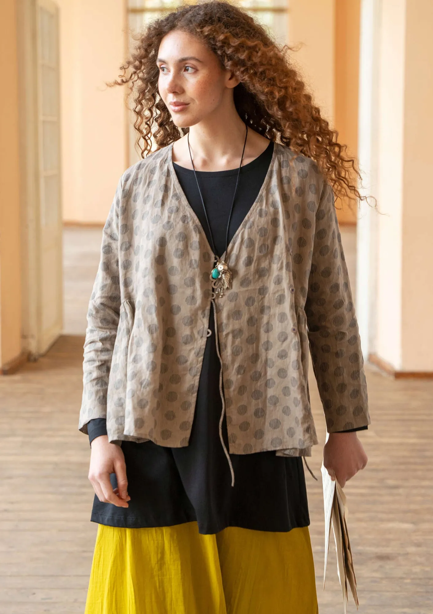 Gudrun Sjödén Blusen>Wickelbluse „Piccolo“ aus Leinen Taupe