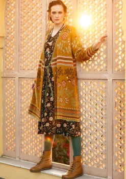 Gudrun Sjödén Strickjacken>Wickeljacke „Lisa“ aus Bio-/Recycling-Baumwolle Curry