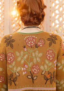 Gudrun Sjödén Strickjacken>Wickeljacke „Lisa“ aus Bio-/Recycling-Baumwolle Curry